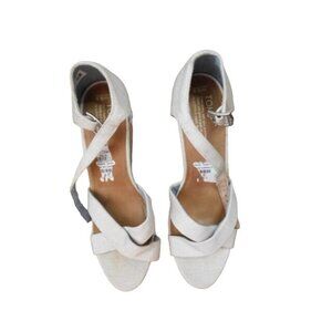 Toms Size 9.5 Strappy Wedge Cork Covered Heels Shoes